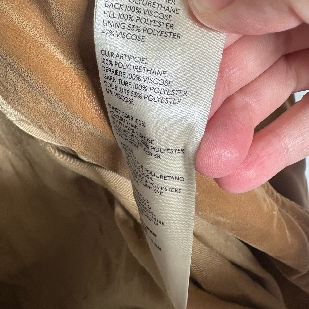 Free People fenix faux Leather Motorcycle Jacket tan brown women’s size large - Picture 6 of 11